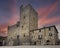 Rocca Castle with prominent tower in the town center of Castellina in Chianti, Italy.