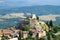 Rocca d & x27;Orcia aerial view, Tuscan town, Italy