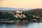 Rocca di Angera castle Lake Maggiore sunset Lombardy region Italy