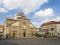 Roccaverano main square. Santa Maria Annunziata church on the le