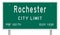Rochester Minnesota road sign showing population and elevation