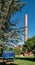 ROCHESTER, MN - 27 JUL 2020: Tall brick chimney and Mayo Clinic sign