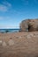 rock arch on beautiful cloudy sky background  at wild coast in Quiberon - Britain - France