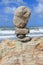 Rock balancing on the cliff