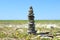 Rock balancing, stone stacks on the beach