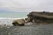 Rock beach at sanxiantai in cloudy day