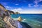 Rock in a blue sea. Sansone beach. Elba island. Tuscany, Italy,