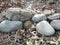 Rock border surrounded by leaves