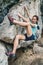 Rock bouldering outdoor