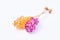 Rock candy or sugar candy on white background