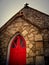 Rock Church With Red Door