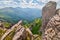 Rock cliffs of Temniak mountain in Cervene vrchy mountains in the border of Poland and Slovakia