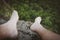 Rock climber foot selfie