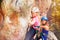 Rock climbers wearing helmets training outdoors