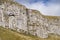 Rock climbing  at Attermire Scar above Settle in the Yorkshire Dales