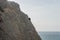 Rock climbing at Point Dume in winter, Malibu, California