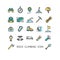 Rock Climbing Sign Color Thin Line Icon Set. Vector