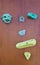 Rock climbing wall with colorful knobs