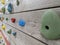 Rock climbing wall multicolored hand grips