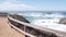 Rock crag of cliff, ocean beach, Point Lobos, California coast. Waves crashing.