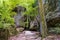 Rock crevice trail passage of Franconian Switzerland