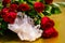 Rock crystal between, roses, gold colored background