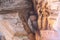 Rock cut Art on the pillars of Badami Cave temples, India