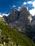 Rock in Dolomites in Gardena Pass in Italy Alps in Europe