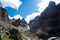 Rock in Dolomites in Gardena Pass in Italy Europe