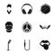 Rock equipment icon set, simple style