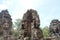 Rock faces in the temple of Bayon, Angkor, Cambodia