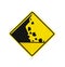 Rock falling warning sign isolated