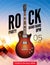 Rock festival flyer event design template. Guitar vector poster music band