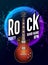 Rock festival flyer event design template. Guitar vector poster rock music band