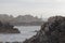 Rock in the fog, at the Pointe de Pern on Ouessant Island in Brittany