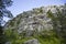 Rock in the forest on a sunny summer day in Bergen, Norway.