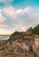 Rock Formation and Apacheta Stone Mound in Sayulita Mexican Beach