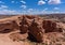 Rock formation at the Arches National Park with blue cloudy sky in Utah - USA
