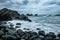 Rock formation at Crescent Head from a nearby beach in Australia