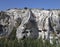 rock formation, geologic stones with blue sky, mountain view