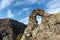 Rock formation `Halkata` rock formations in the park `Blue Stones`.Sliven,Bulgaria. The ring height of more than eight meters