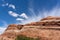 Rock formation mountain at the Arches National Park with blue cloudy sky in Utah - USA