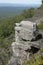 Rock formation overlooking valley.