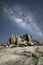 A rock formation under the Milky Way