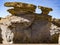 Rock formations in Bolivia at 16,000 feet elevation, carved by constant wind