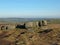 Rock formations in bridestones moor in west yorkshire with a panoramic view over pennine countryside