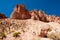 Rock formations at Charyn canyon under blue sky