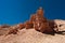 Rock formations at Charyn canyon under blue sky