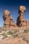 Rock formations and desert brush, Arches National Park Moab Utah