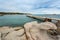 Rock formations by a jetty on Cavallo Island in Corsica